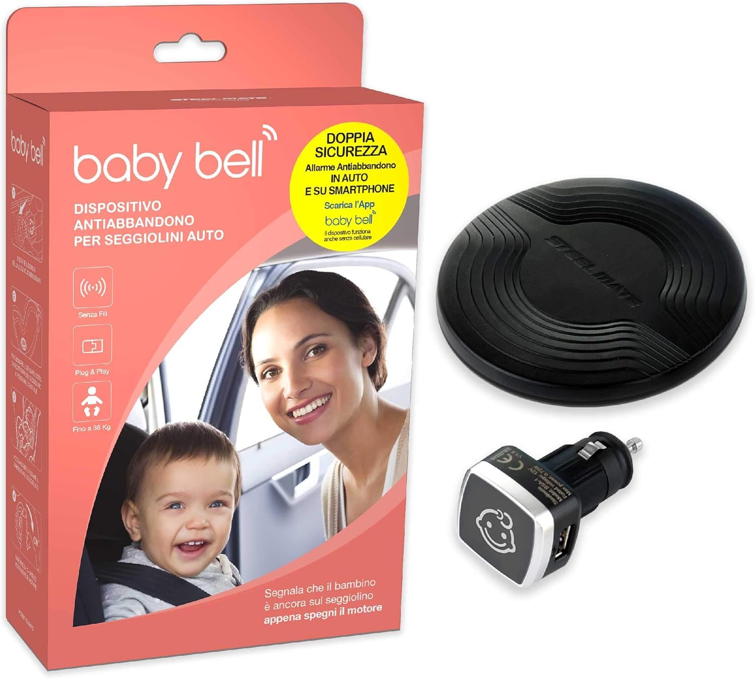 Dispositivo anti abbandono Steelmate Baby Bell base