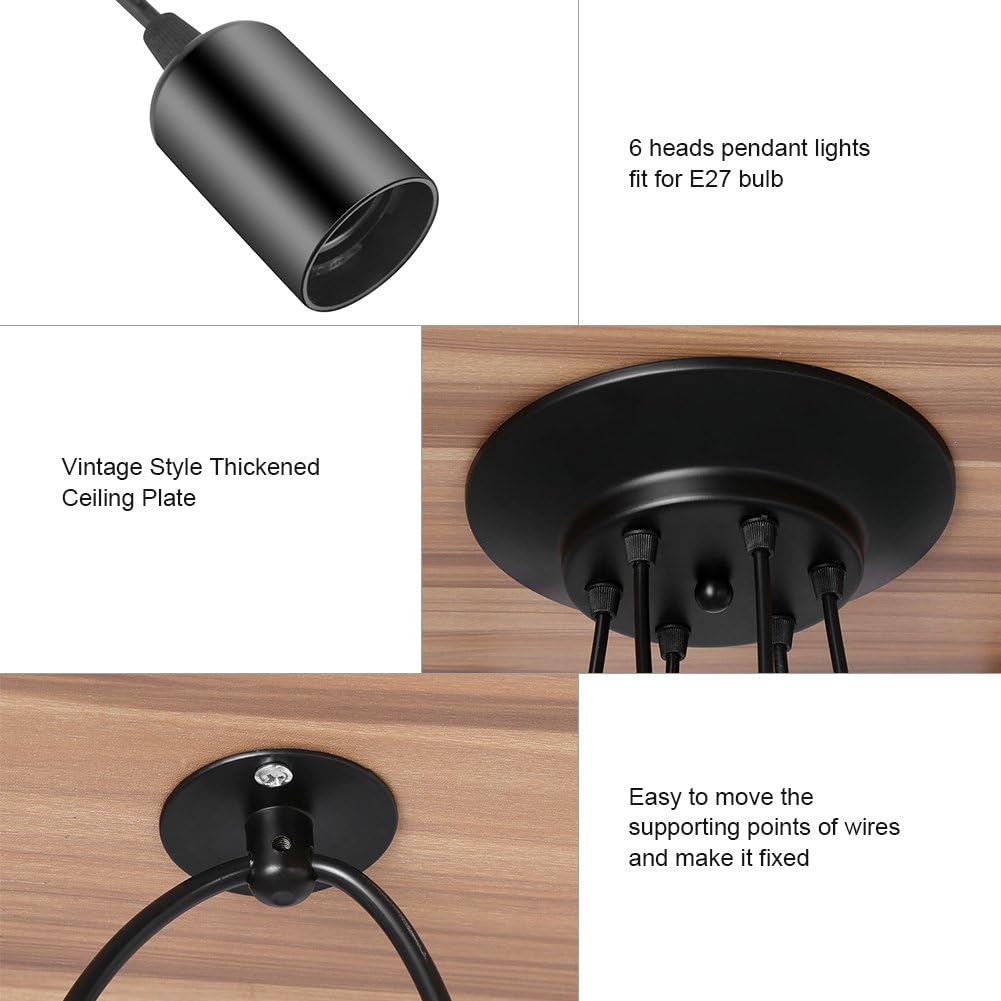 Cocoarm Portalampada Industriale Sospensione 6 Teste - immagine 7