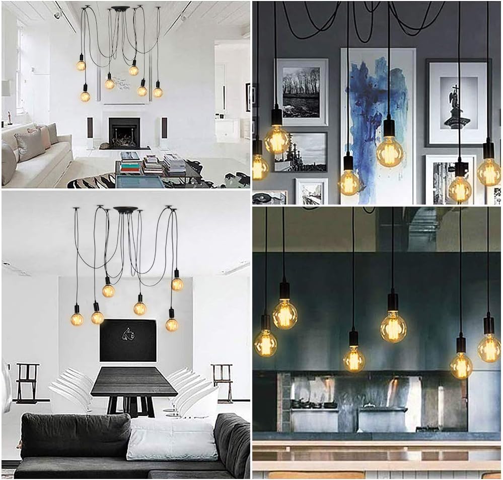 Cocoarm Portalampada Industriale Sospensione 6 Teste - immagine 8