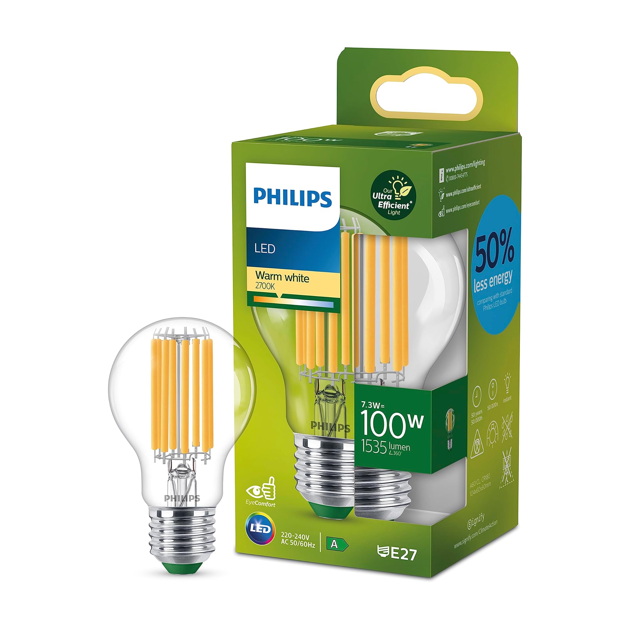 Philips LED Lampadine Goccia a Filamento Classe A