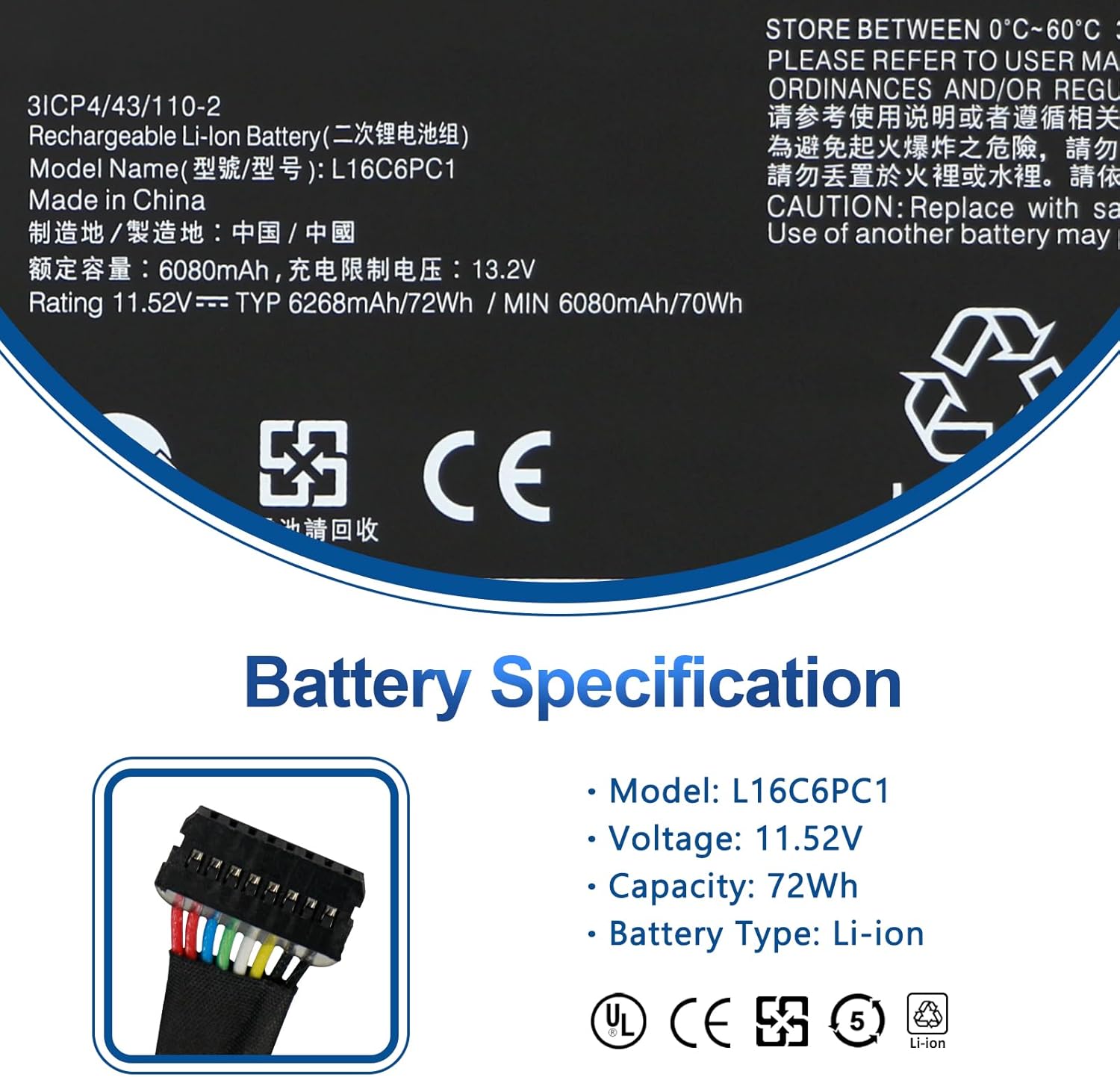 Antiee L16L6PC1 - Batteria per Yoga 720-15IKB Series - immagine 2