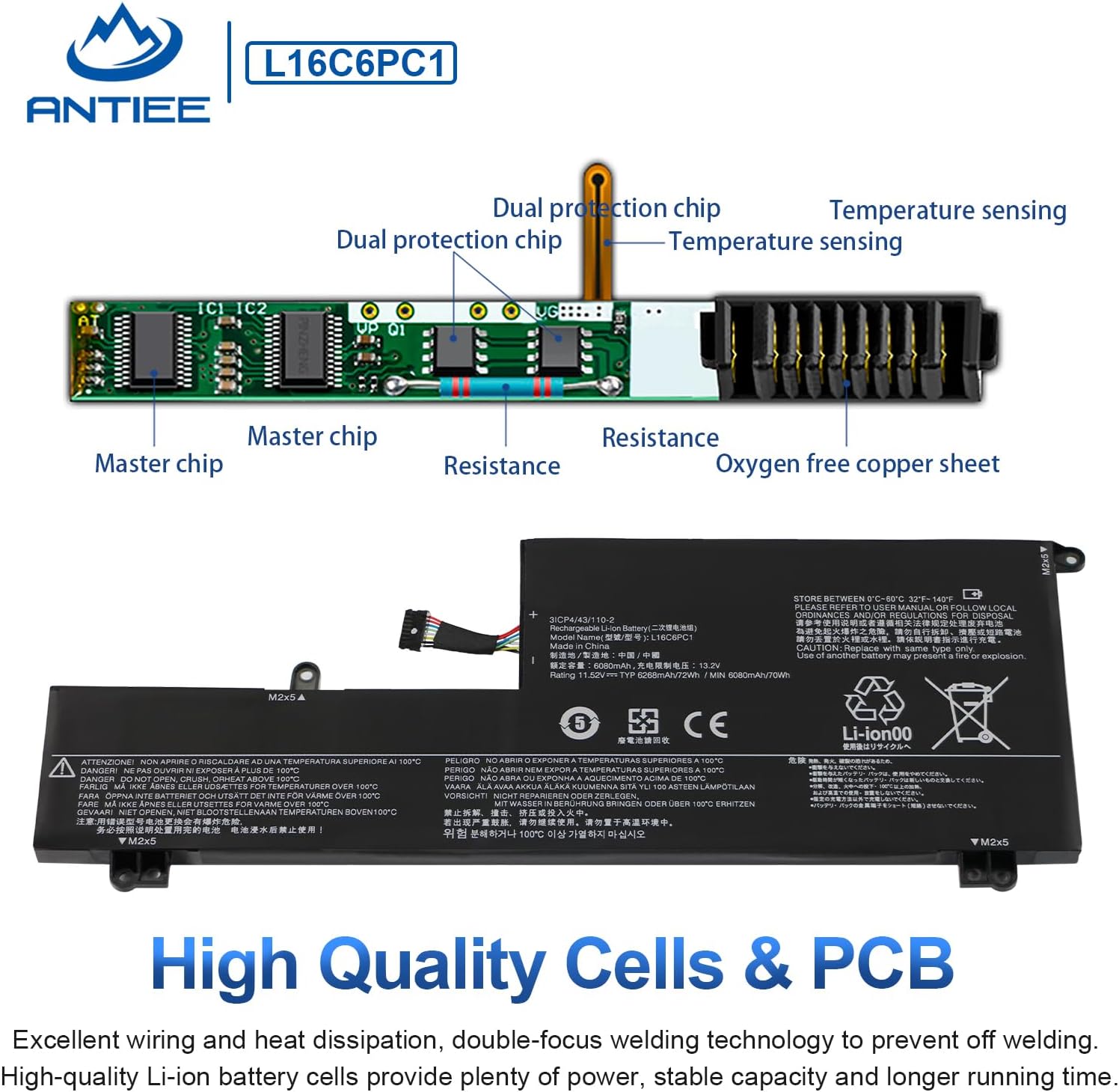 Antiee L16L6PC1 - Batteria per Yoga 720-15IKB Series - immagine 3