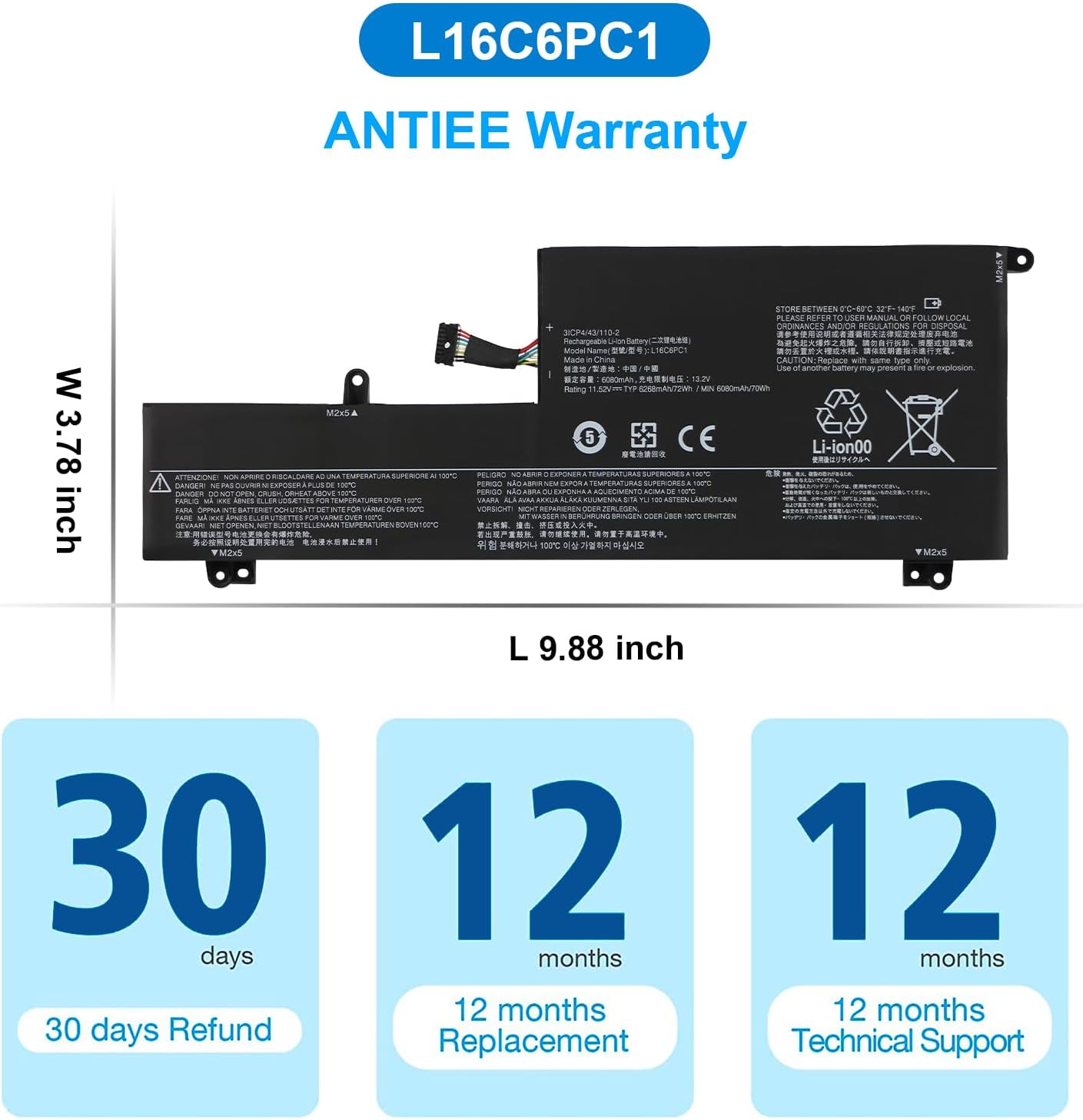 Antiee L16L6PC1 - Batteria per Yoga 720-15IKB Series - immagine 7