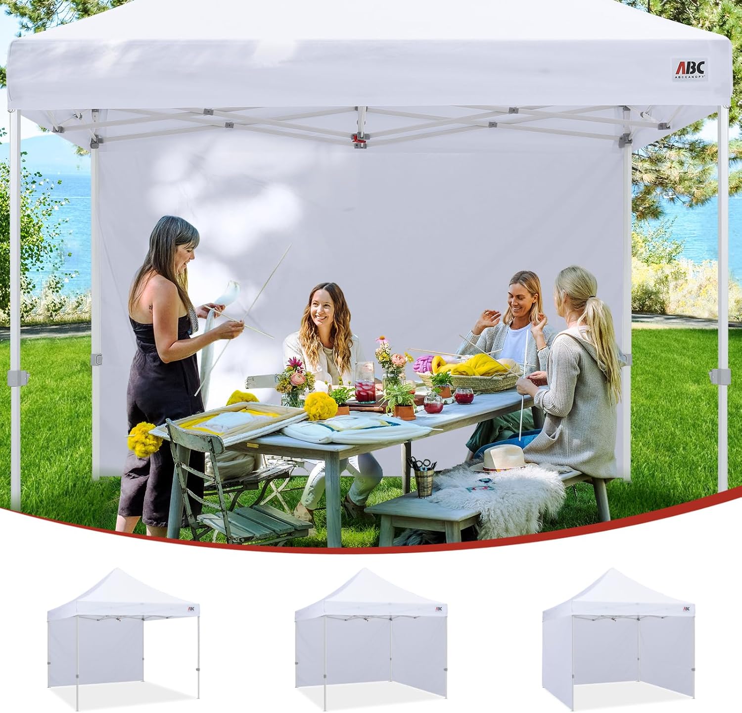 Abccanopy Parete SunWall per Gazebo Istantaneo 3x6m, Bianco - immagine 5