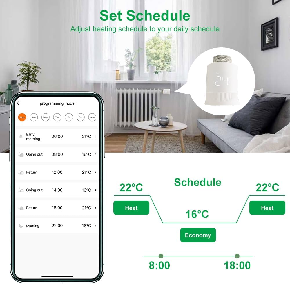 Ketotek Valvola Termostatica Wifi Zigbee per Radiatore - immagine 5