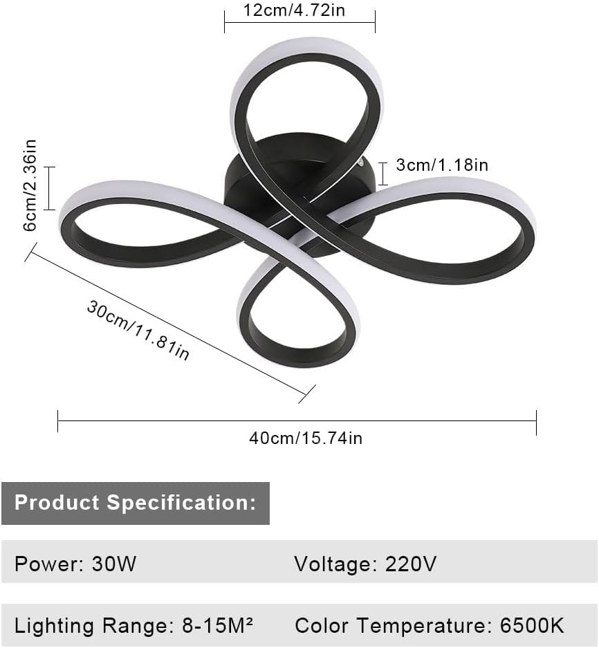 Plafoniera LED Soffitto 30W 3300 Lumen, Nera - immagine 4