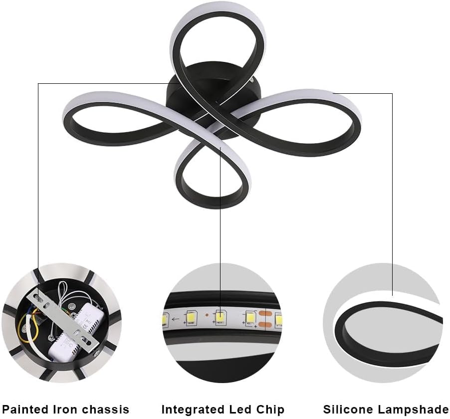 Plafoniera LED Soffitto 30W 3300 Lumen, Nera - immagine 5
