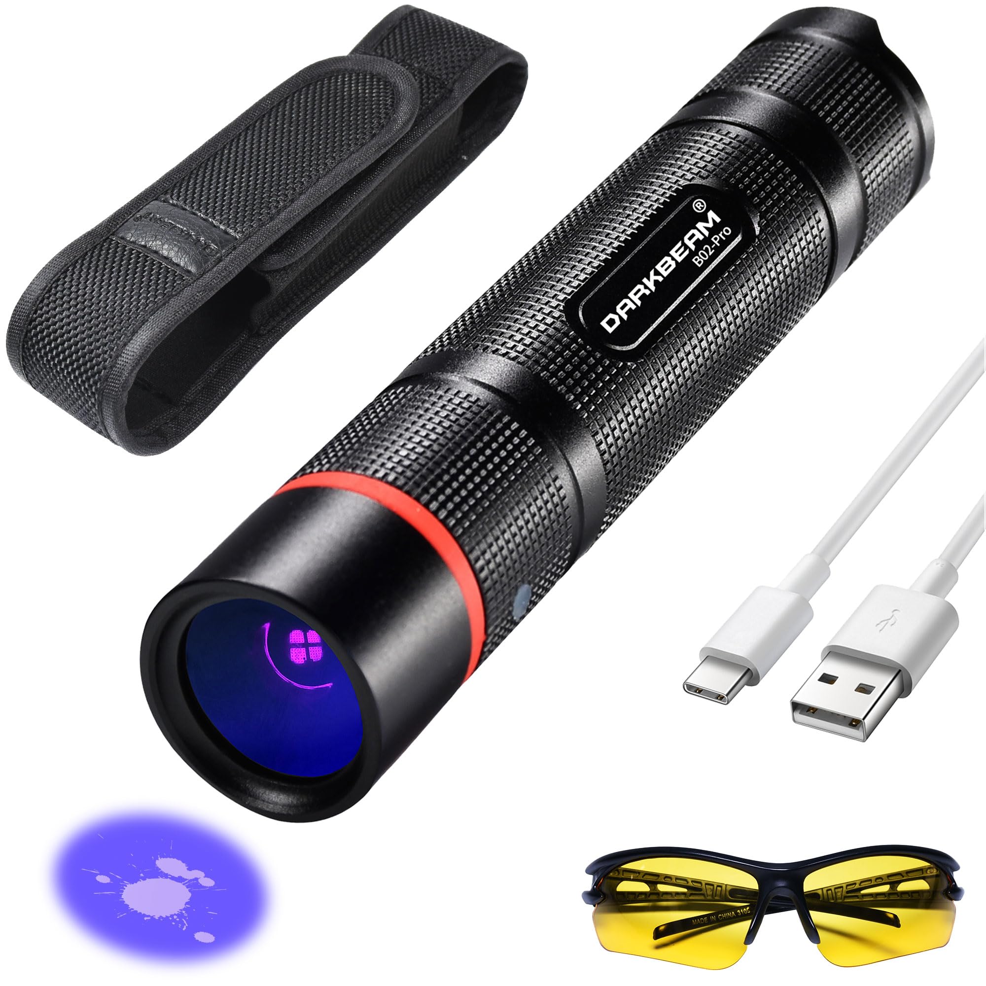DARKBEAM UV Torcia 365nm Ultravioletta Ricaricabile USB