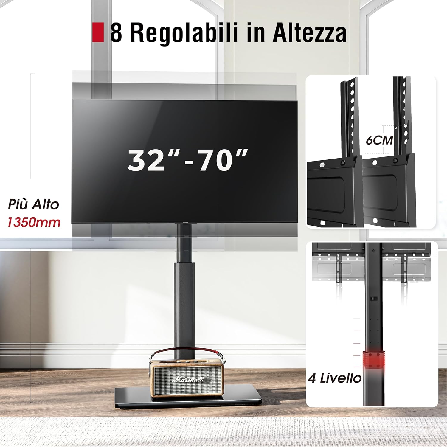 Aokcos Supporto TV da Pavimento Inclinabile e Girevole - immagine 3