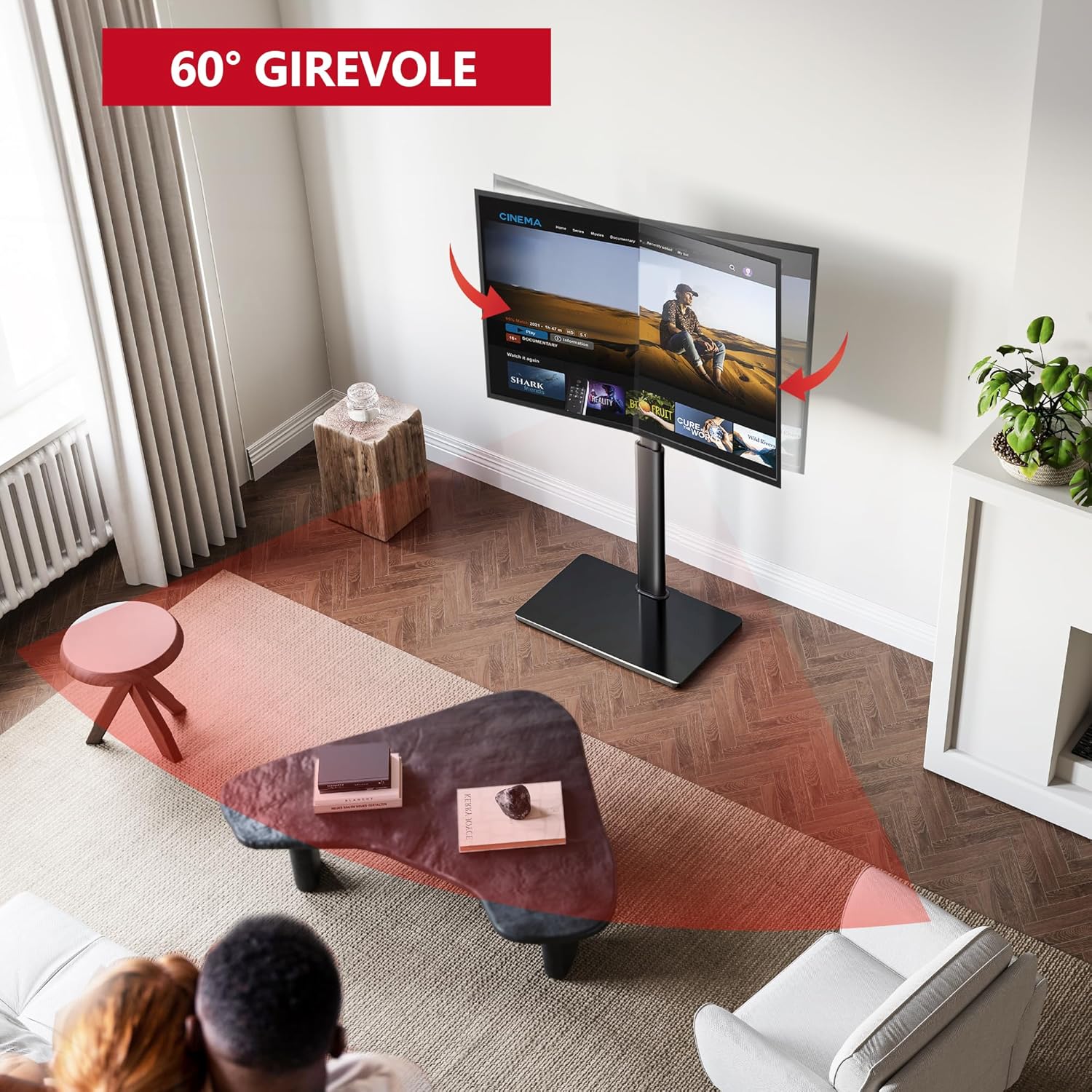 Aokcos Supporto TV da Pavimento Inclinabile e Girevole - immagine 4