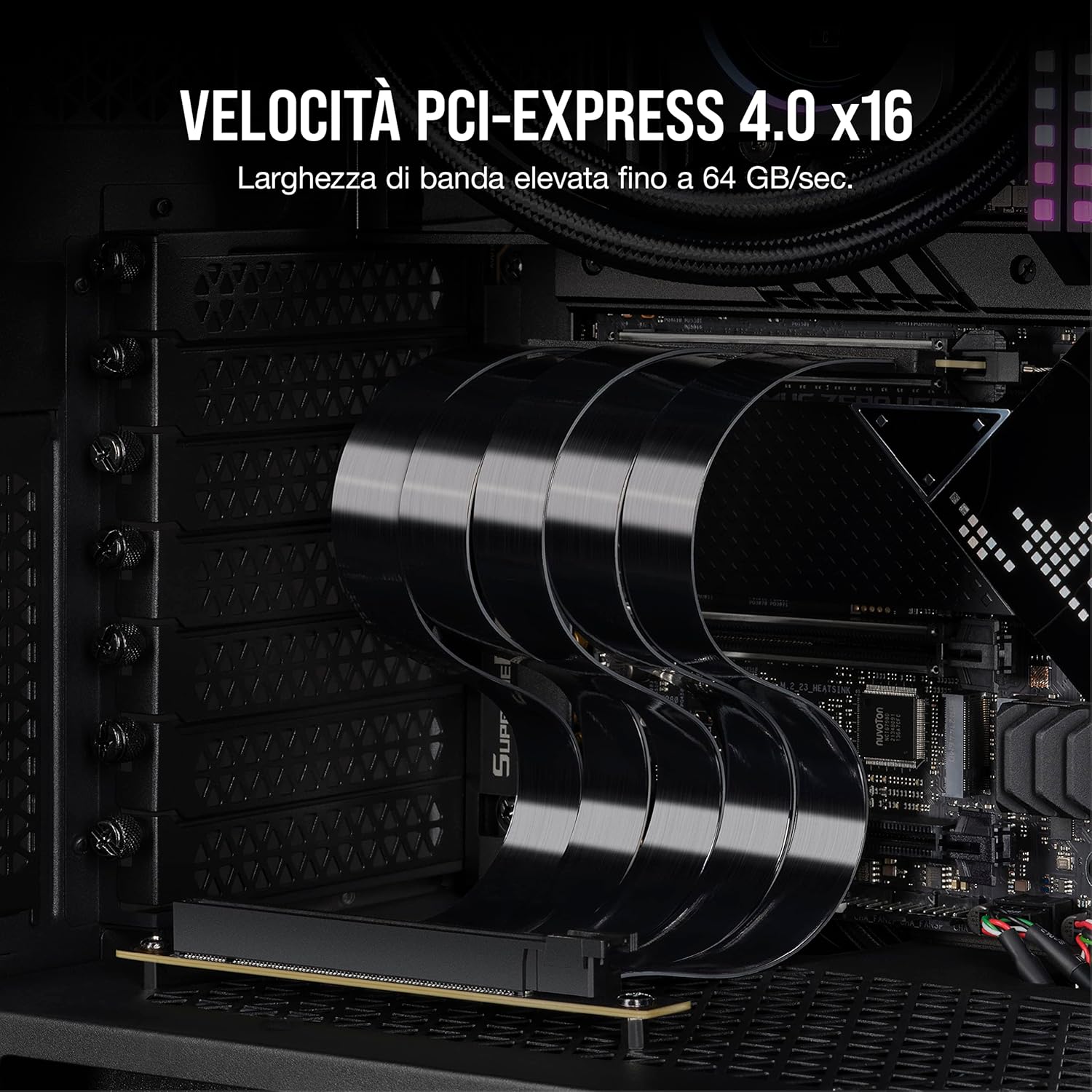 Corsair Cavo di Estensione Premium PCIe 4.0 x16 300 mm, Nero - immagine 3