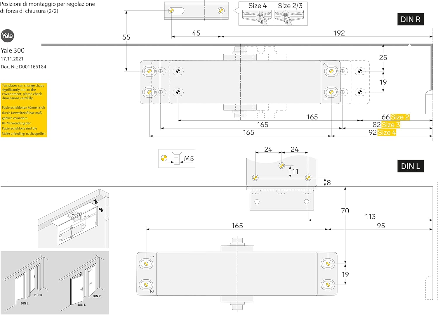 Yale Chiudiporta Aereo Serie 300, Nero - immagine 4