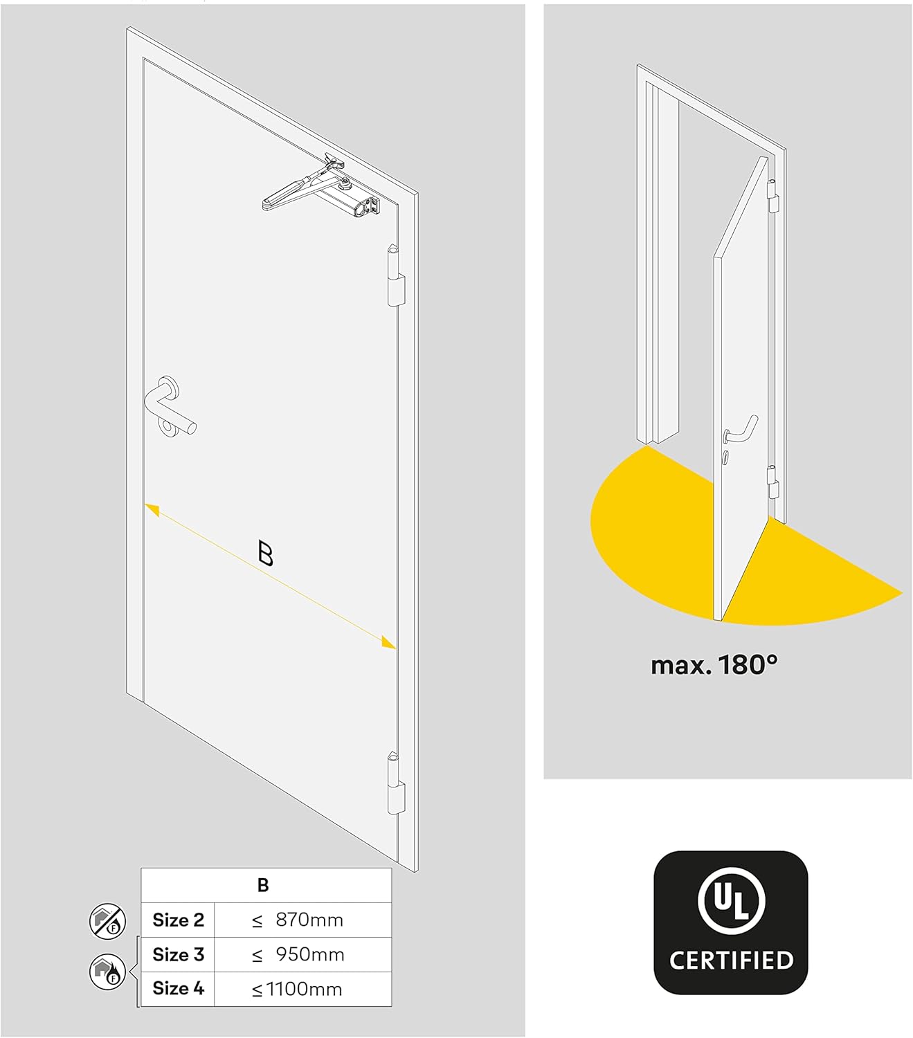 Yale Chiudiporta Aereo Serie 300, Nero - immagine 5