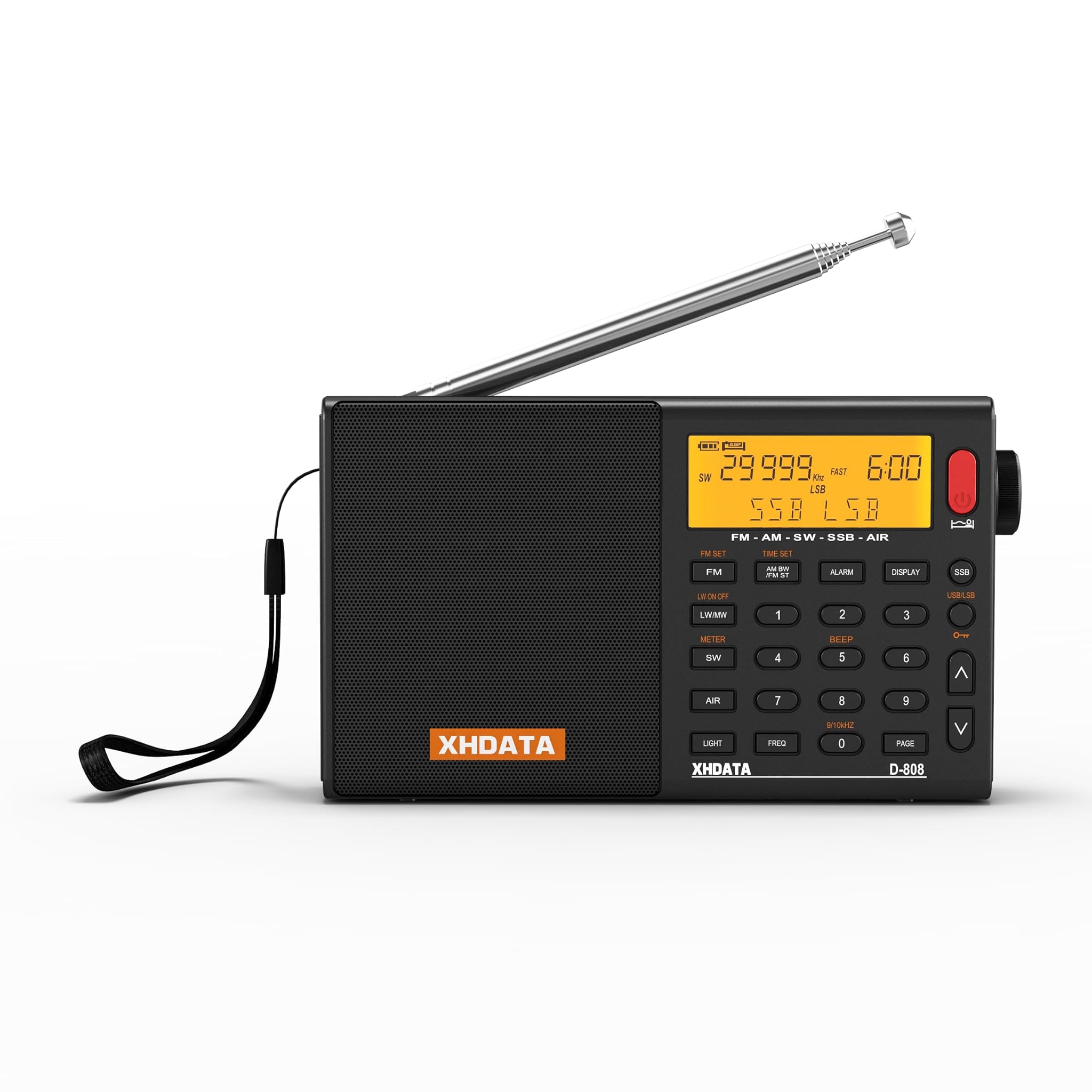 Xhdata D808 Radio Multibanda Portatile, Nero