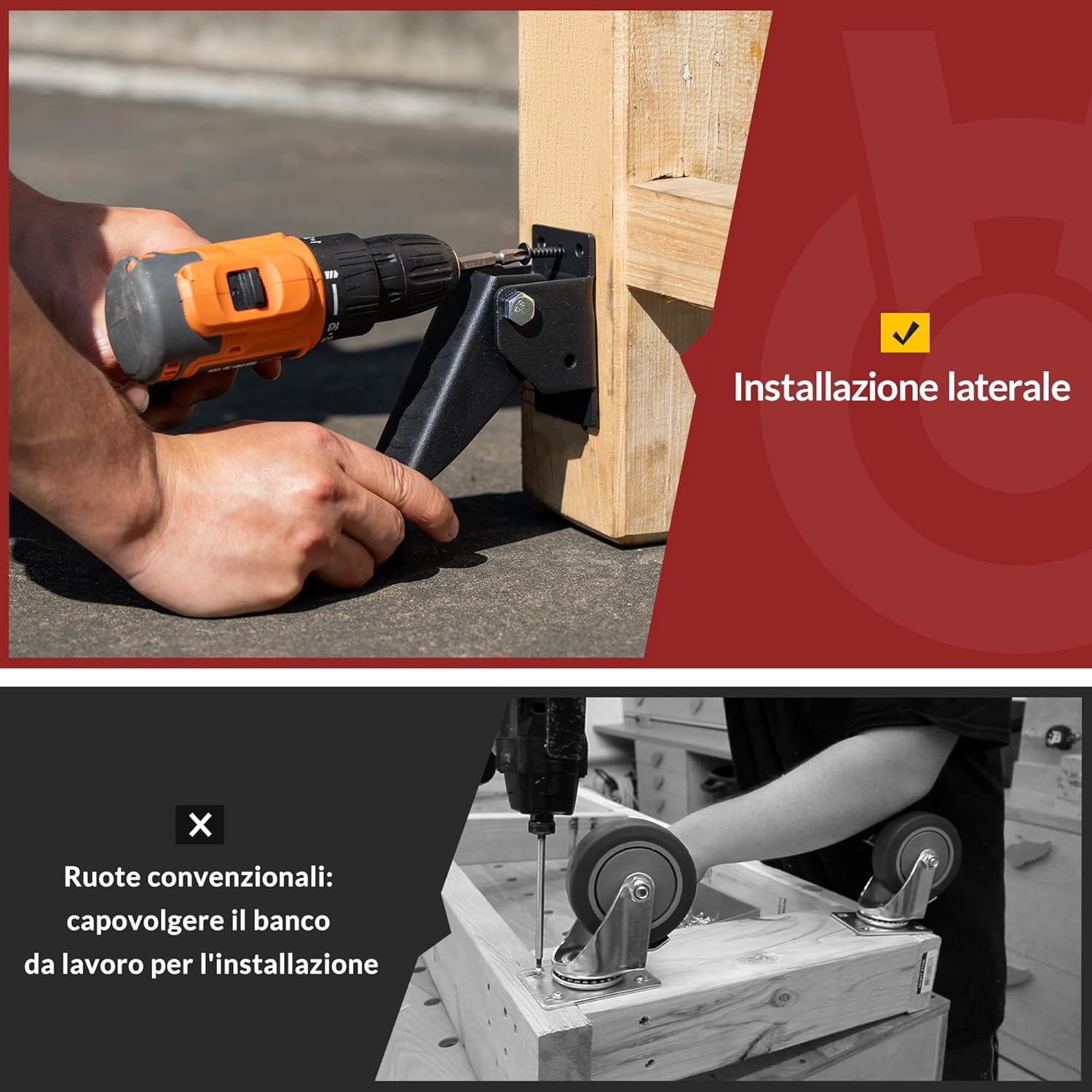 Ruote Retrattili per Banchi da Lavoro Pesanti 75mm - immagine 5