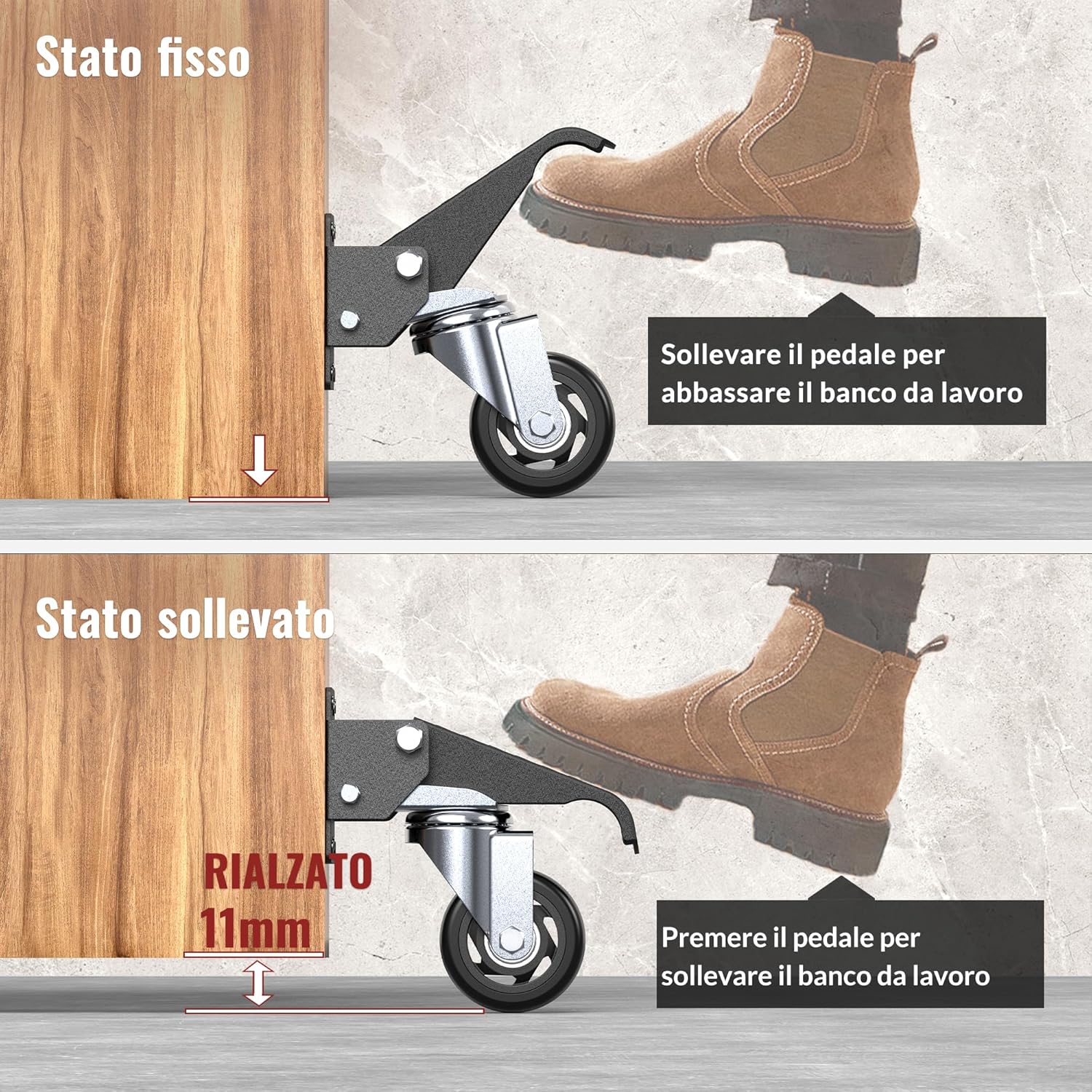 Ruote Retrattili per Banchi da Lavoro Pesanti 75mm - immagine 7