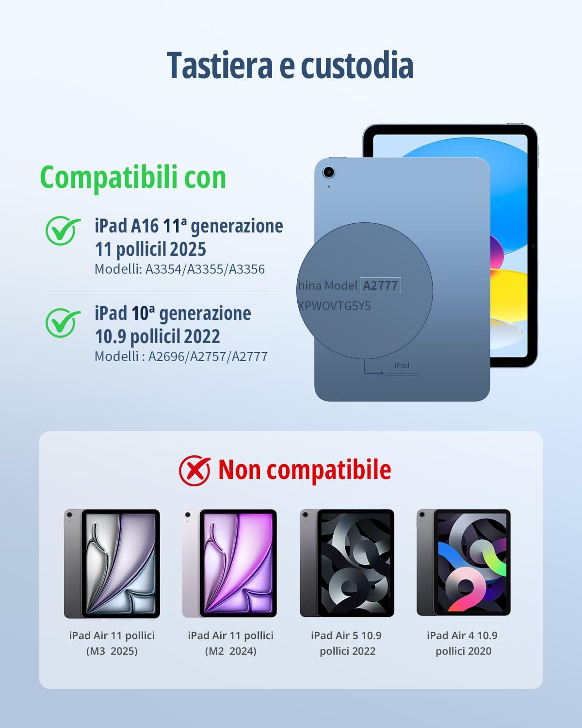 Cacoe Cover con Tastiera iPad 11" (A16) / 10.9'' (2022) - immagine 2
