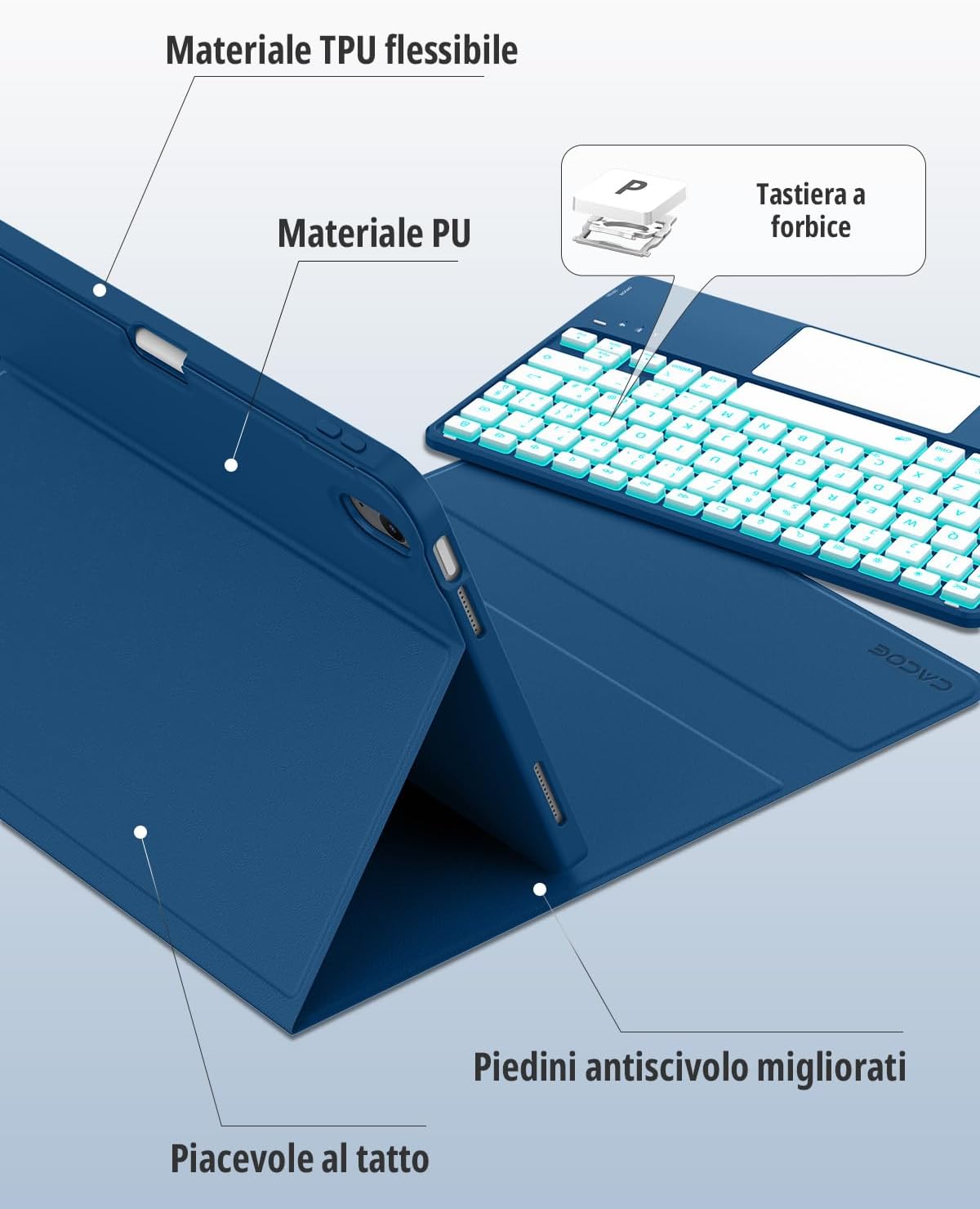 Cacoe Cover con Tastiera iPad 11" (A16) / 10.9'' (2022) - immagine 8