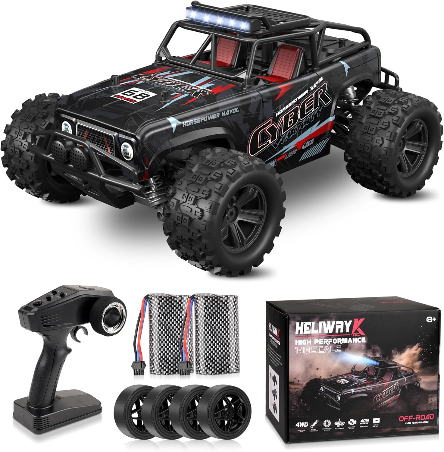 JOYTREKY Macchina Telecomandata 40 Km/H 4WD, Nero - immagine 1