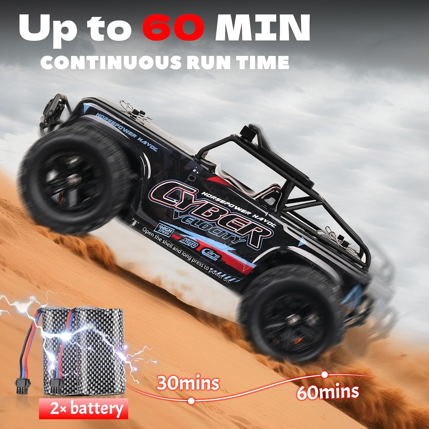 JOYTREKY Macchina Telecomandata 40 Km/H 4WD, Nero - immagine 4