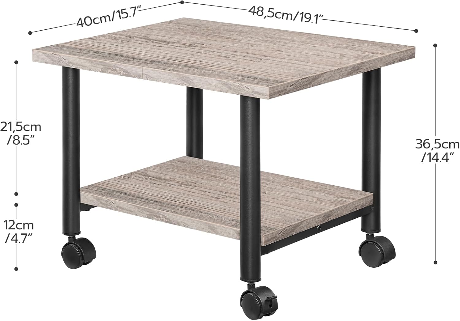 Hoobro Supporto per Stampante 2 Ripiani Greige e Nero - immagine 5