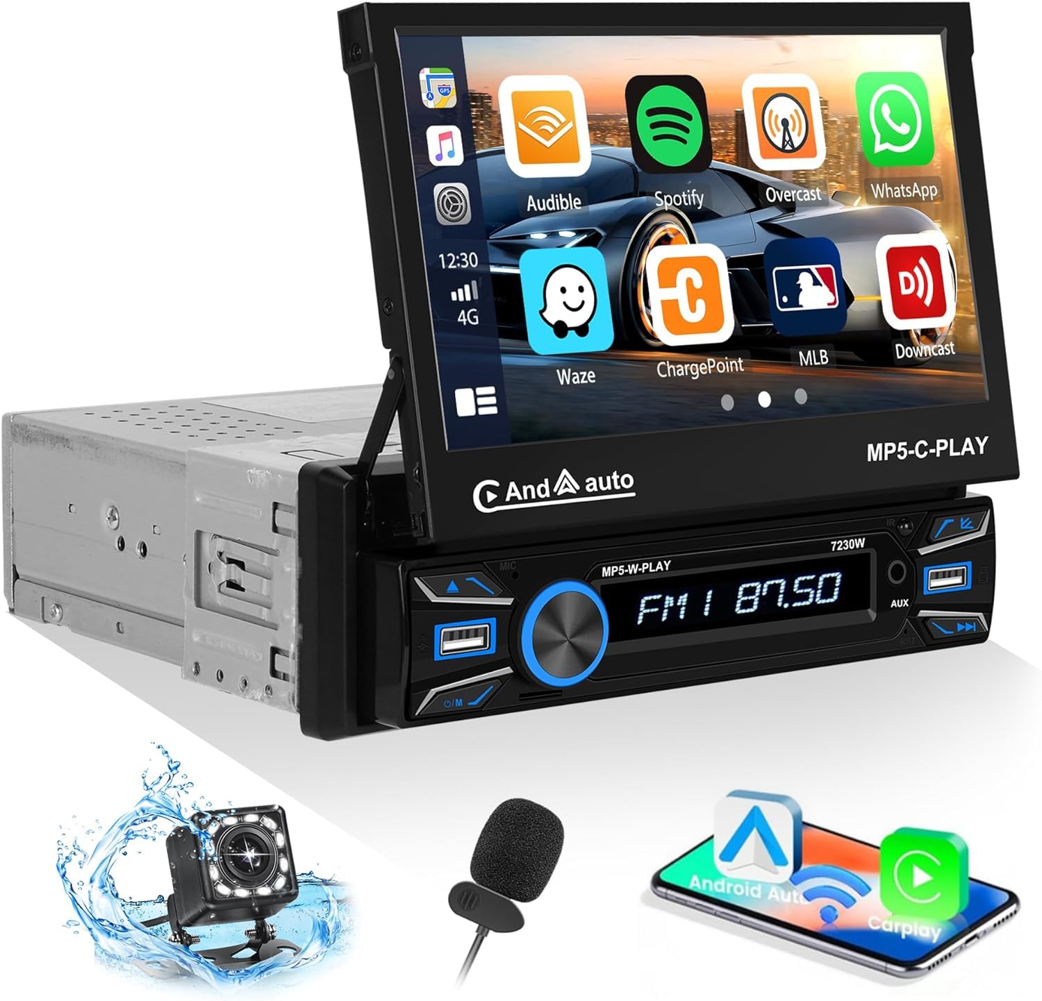 Camecho Autoradio 1 Din Wireless Carplay Android Auto
