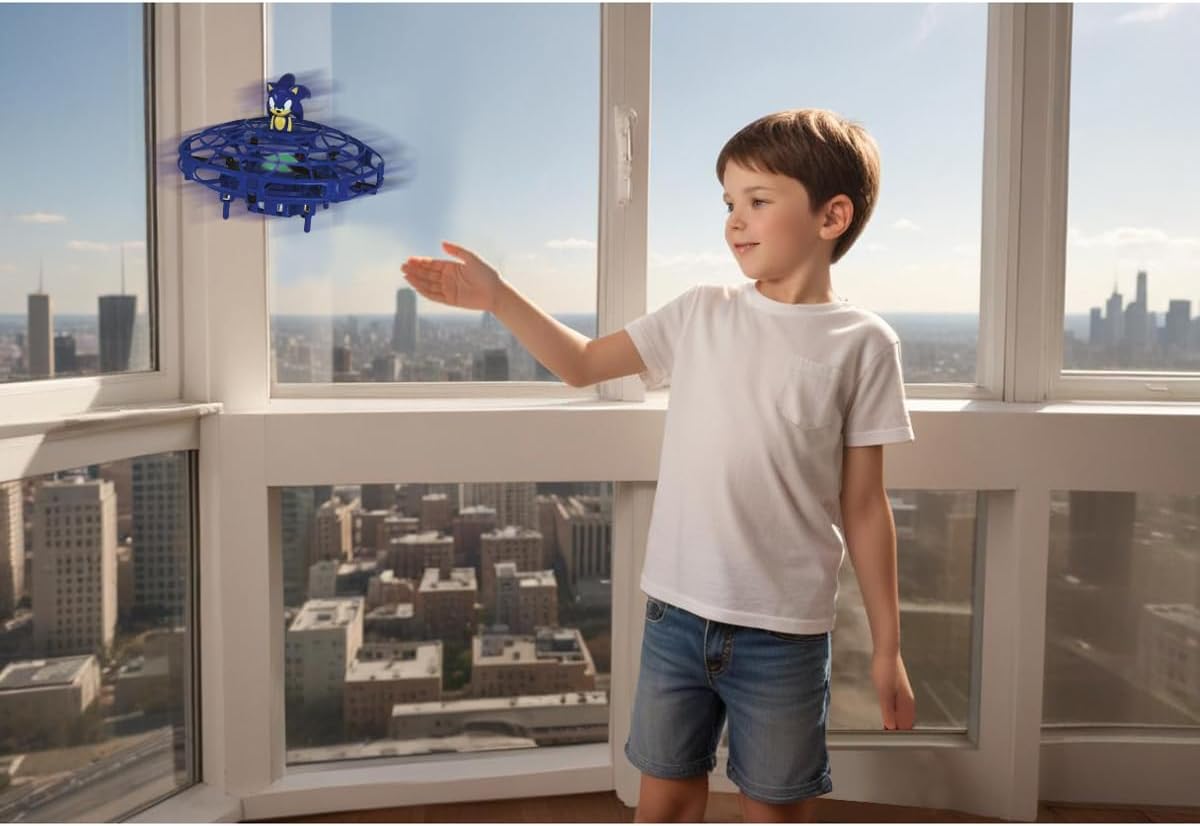 Lexibook RC UFO Flying Sonic con Luci, Blu - immagine 3