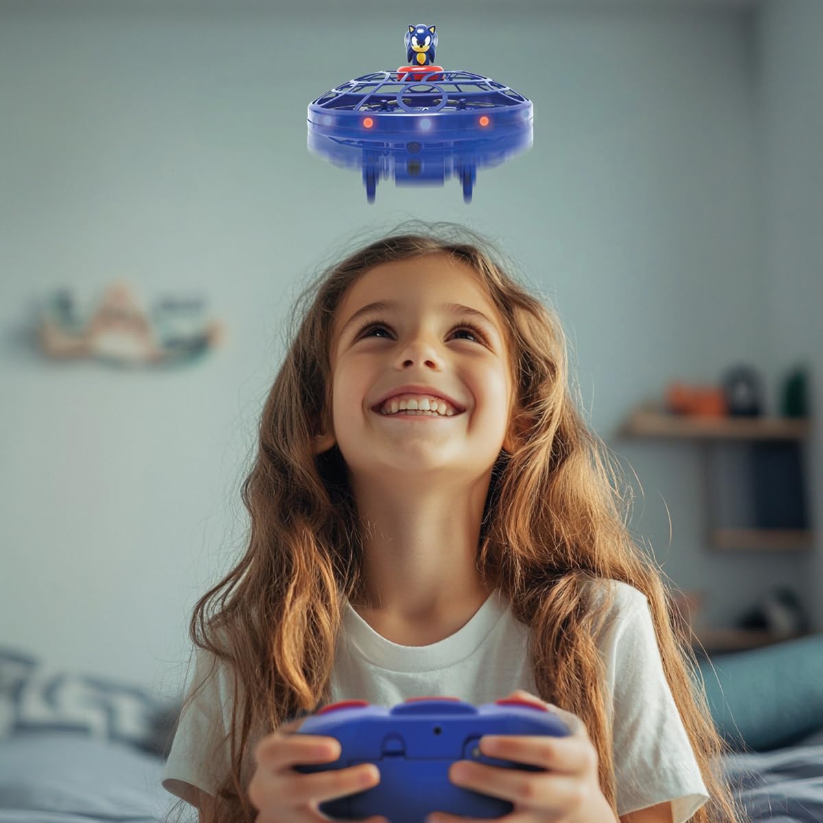 Lexibook RC UFO Flying Sonic con Luci, Blu - immagine 4