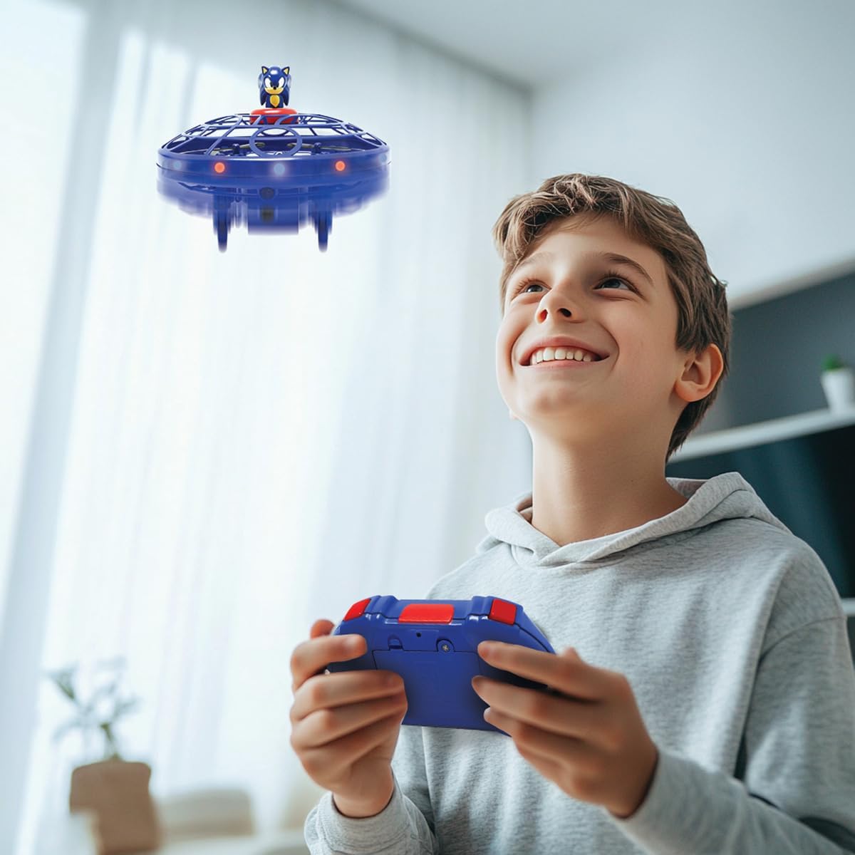 Lexibook RC UFO Flying Sonic con Luci, Blu - immagine 6
