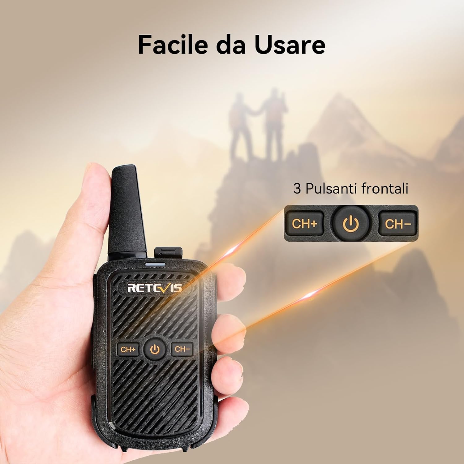 Retevis RT15 Walkie Talkie Professionali USB (1 Paio, Nero) | Velz