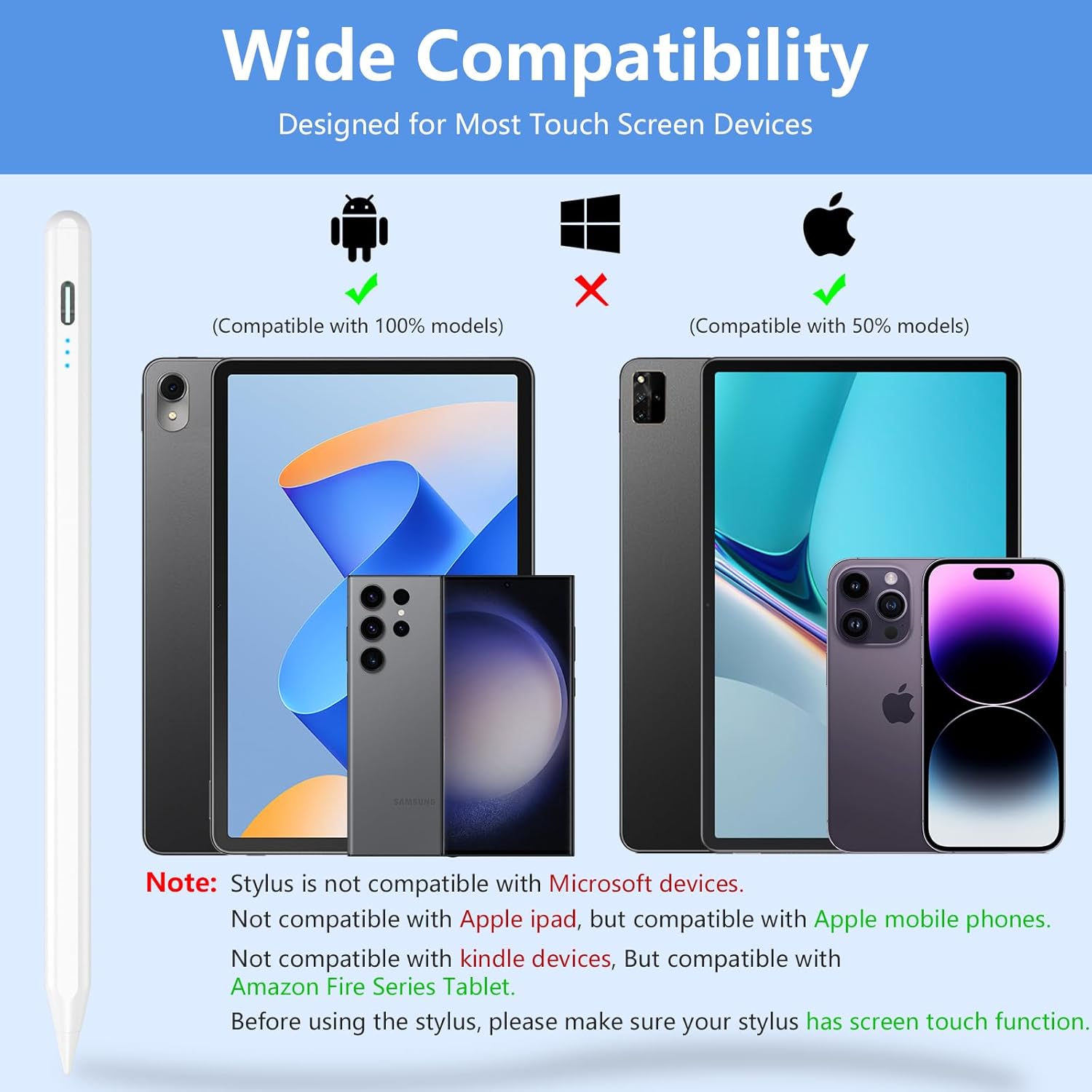 Penna Stilo Capacitiva Universale per Tablet e Cellulari - immagine 2