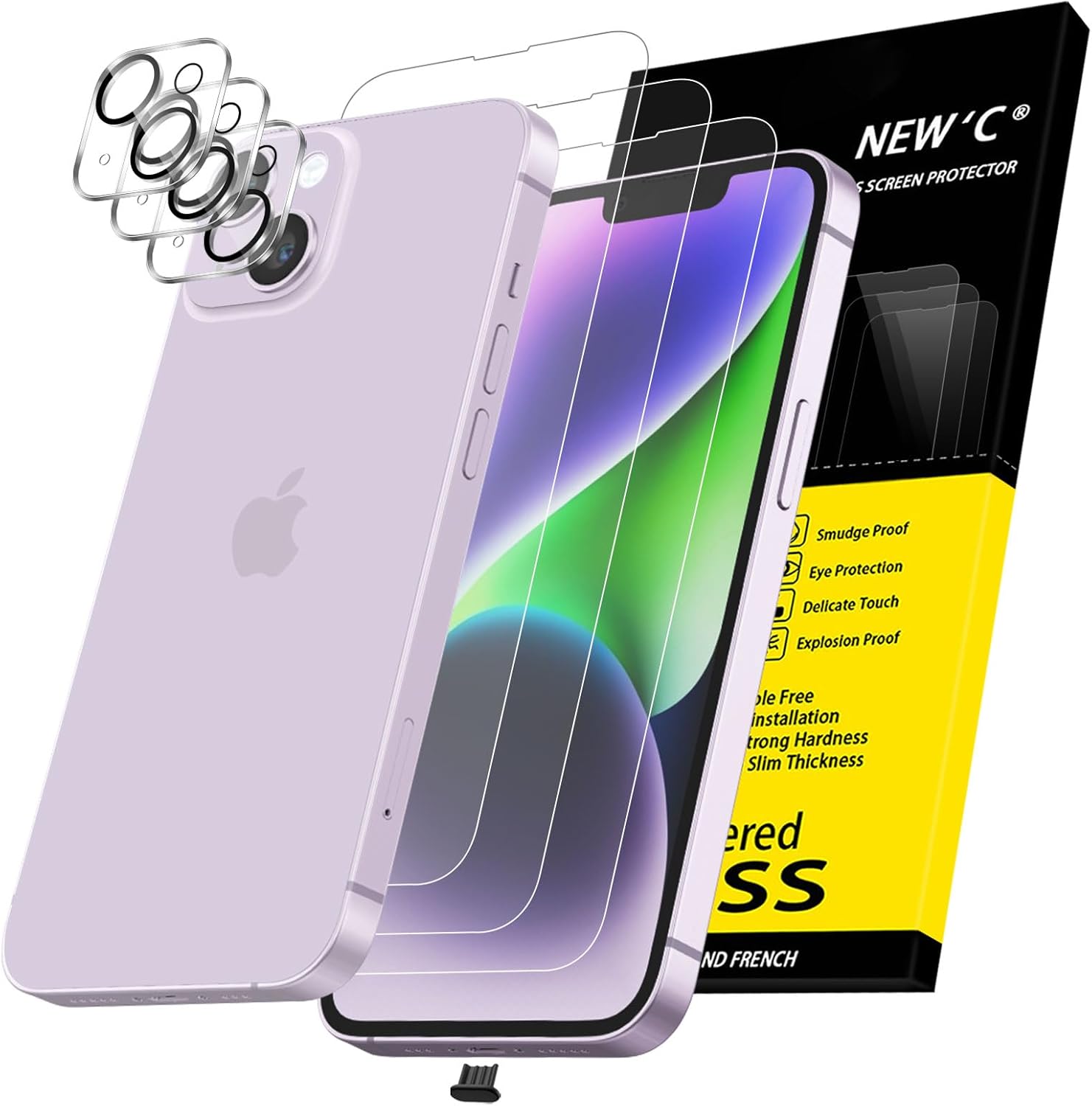 New'c 3x Pellicola Vetro Temperato per iPhone 14 (6,1") - immagine 1