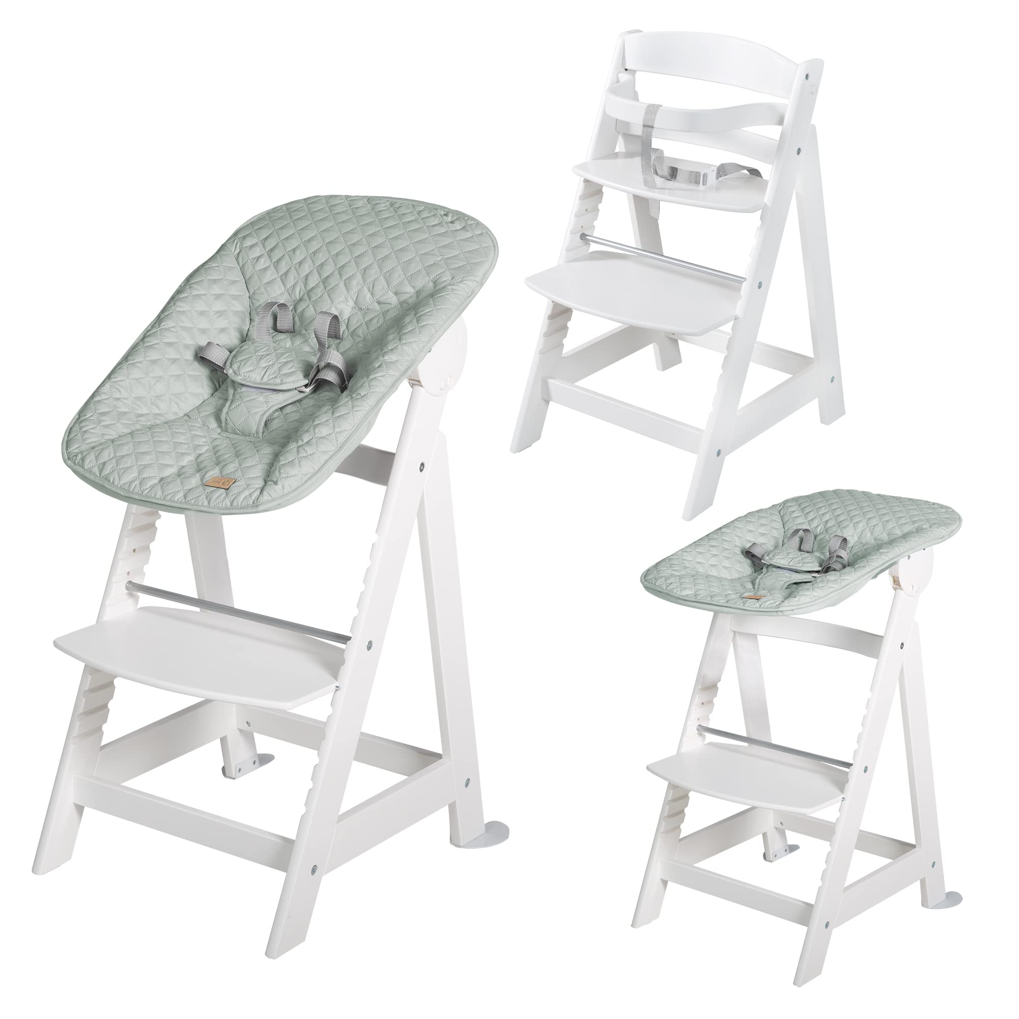 Roba Seggiolone Evolutivo Born Up 2in1, Legno Laccato Bianco