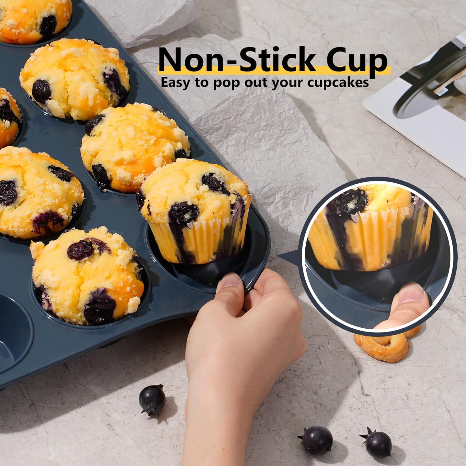 SUPER KITCHEN Stampo Antiaderente in Silicone 12 Muffin - immagine 7