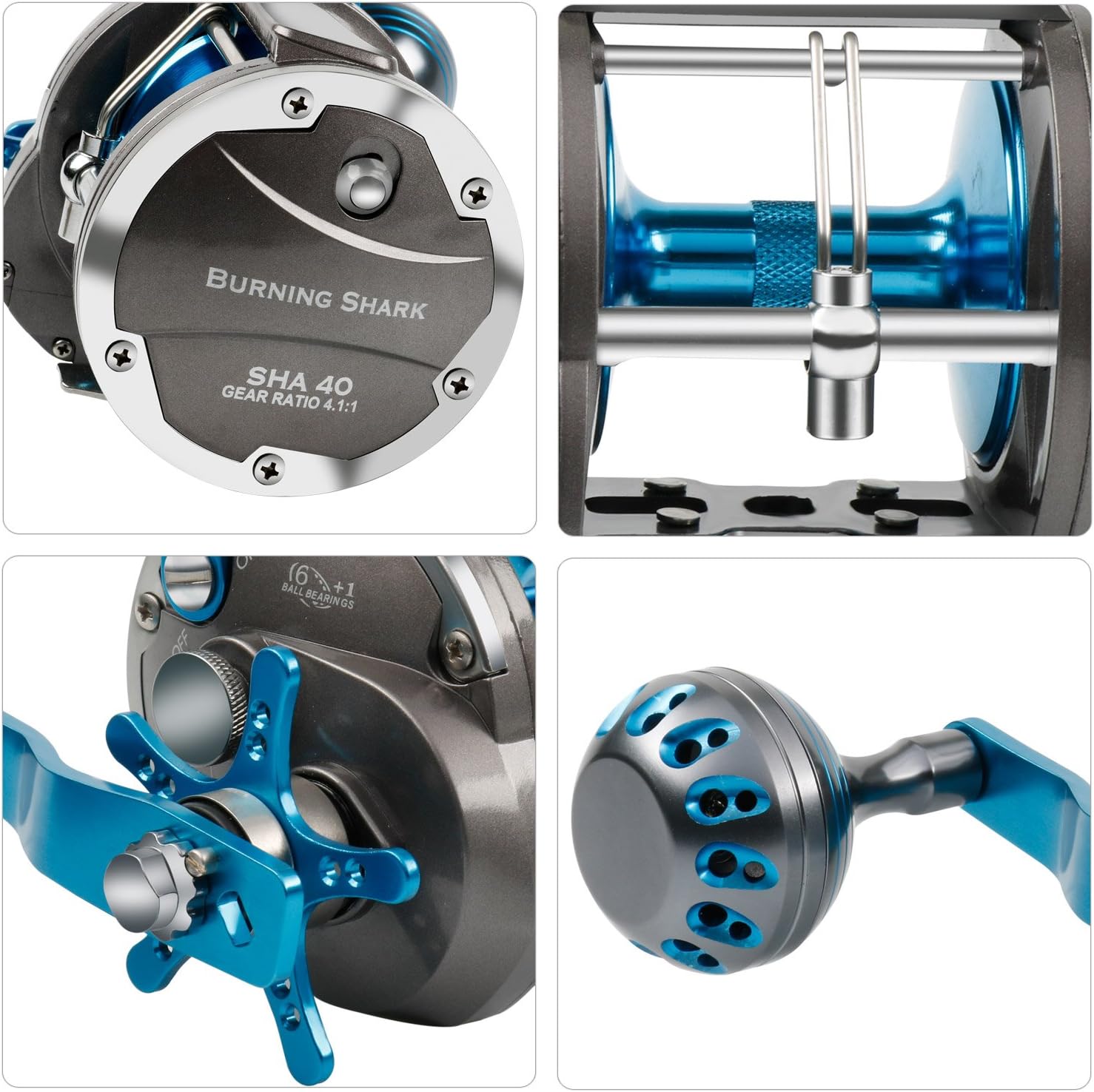 Brucia Shark - Mulinello Trolling Saltwater Level Wind - immagine 3