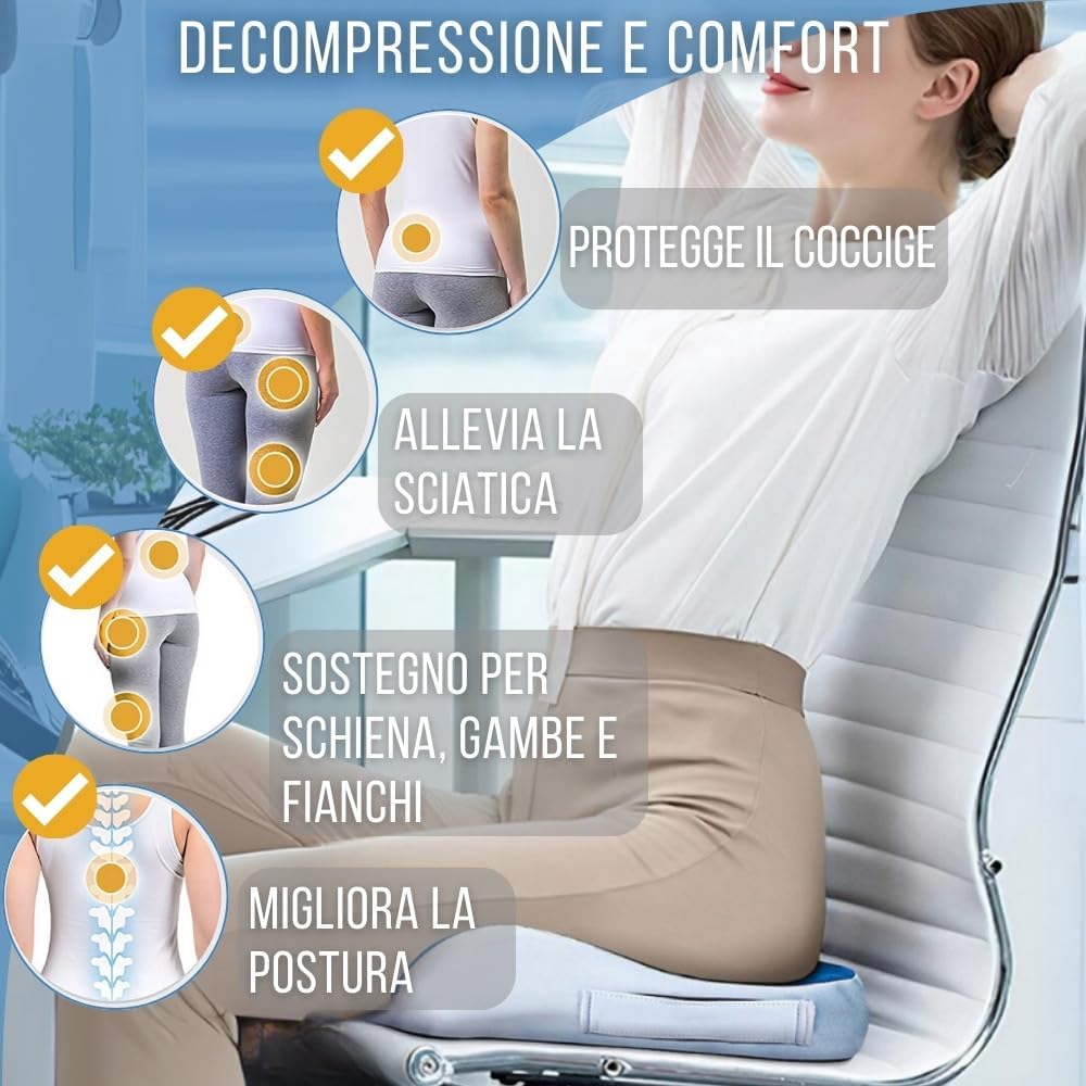 Inphysio® Cuscino Seduta Ergonomica Memory Foam - immagine 3
