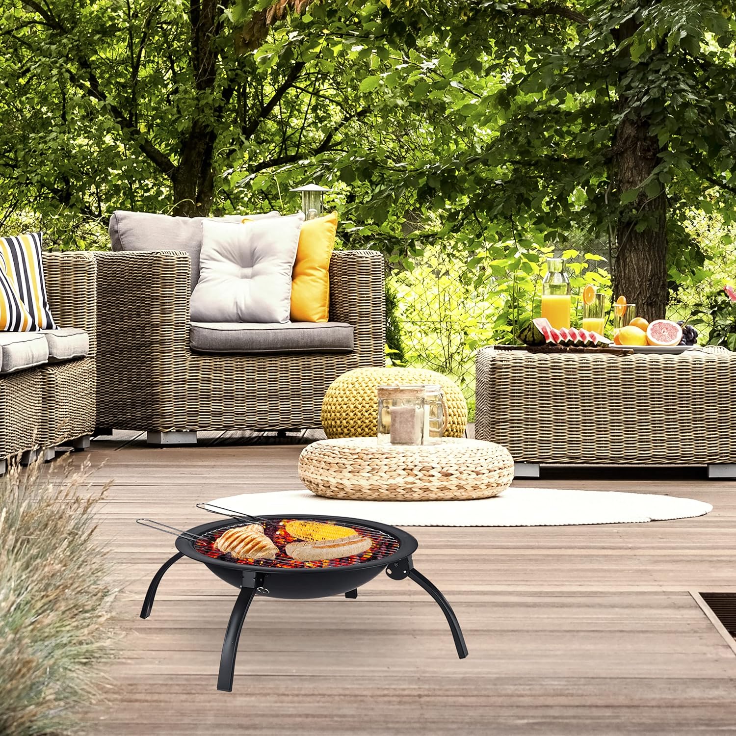 Relaxdays Braciere XL con Custodia e Graticola, Nero - immagine 3