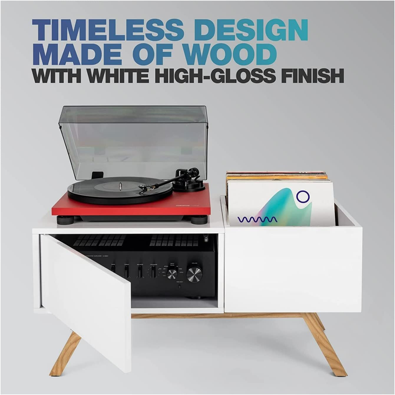 Glorious Turntable Lowboard - Mobile Giradischi Bianco - immagine 6