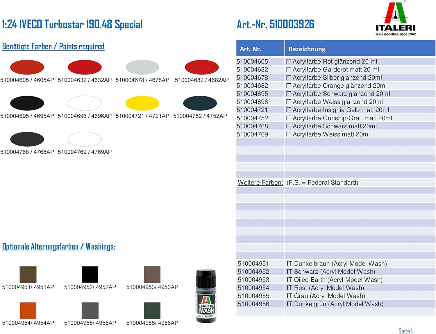 Italeri 3926 IVECO TURBOSTAR 190.48 SPECIAL - Kit Modello 1:24 - immagine 3
