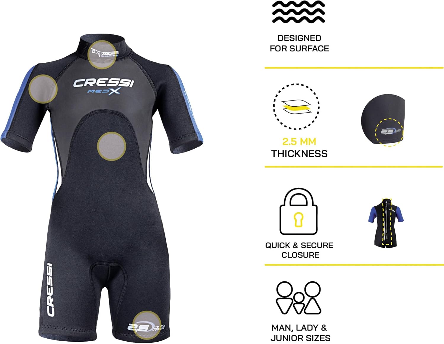 Cressi Med X Jr Wetsuit 2.5mm - Muta Shorty Junior - immagine 2