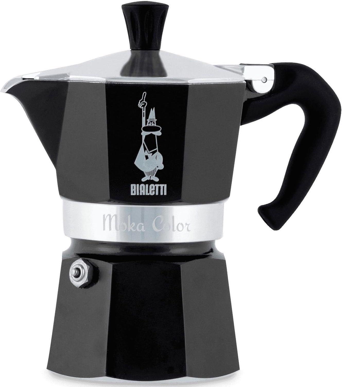 Bialetti Caffettiera Moka Express Color 6 Tazze, Nero - immagine 1