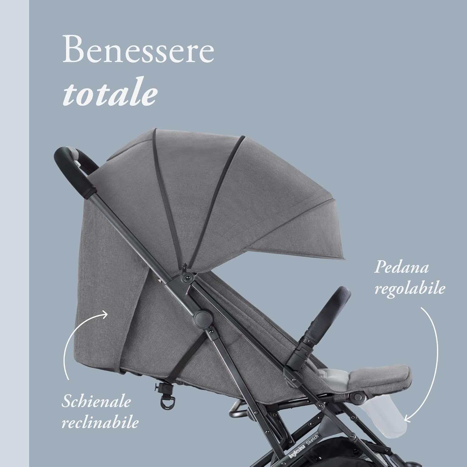 Inglesina Sketch Passeggino Leggero e Compatto, Grigio - immagine 3