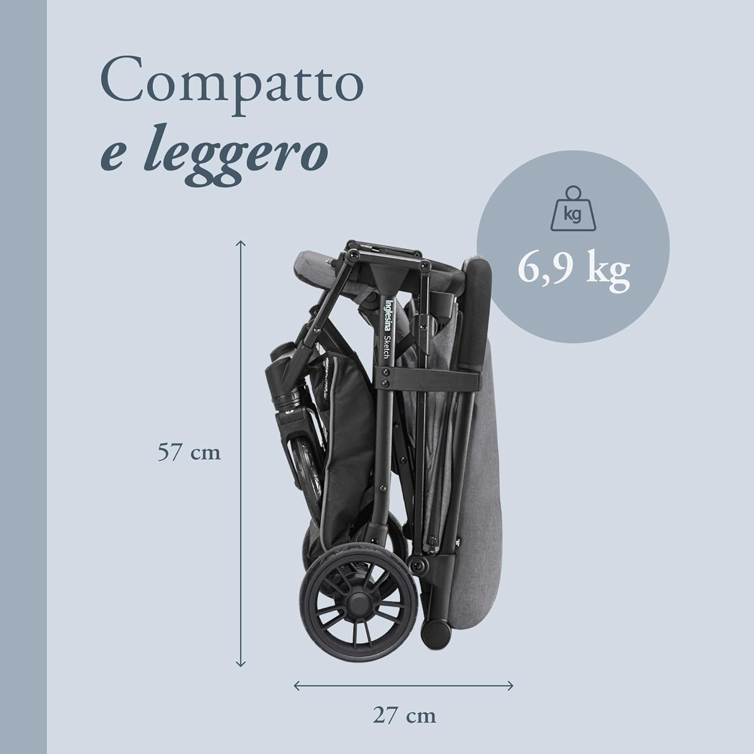 Inglesina Sketch Passeggino Leggero e Compatto, Grigio - immagine 4