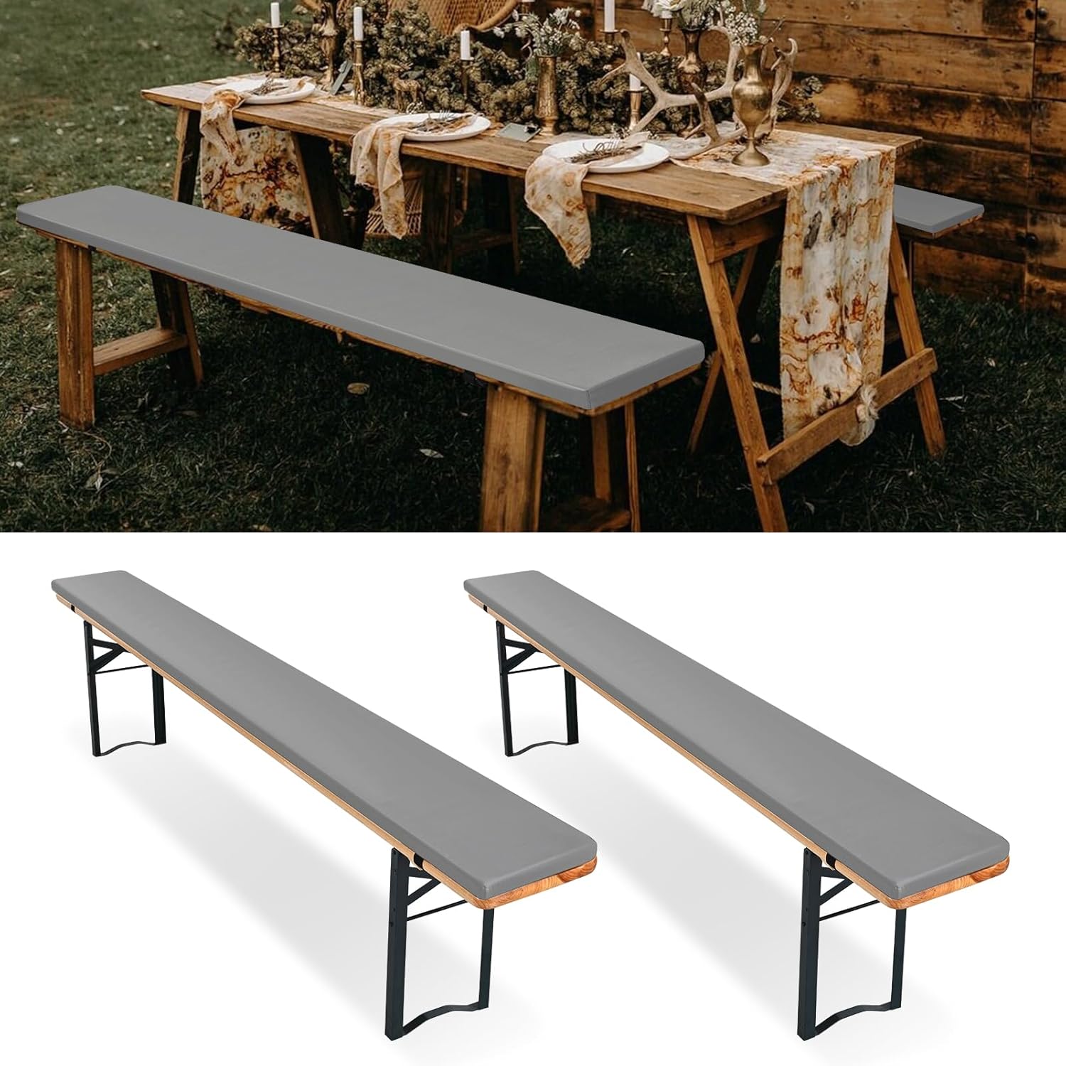 Set 2 Cuscini per Panchina da Birra 220x25x3 cm