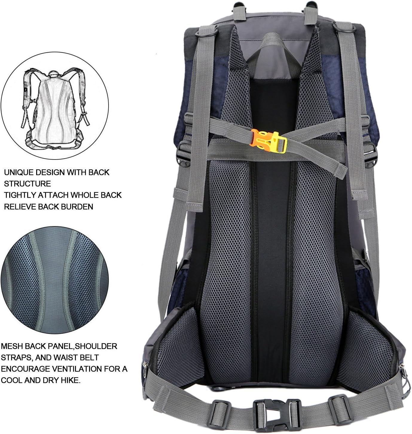 Bseash Zaino da Trekking Impermeabile 60L - immagine 6