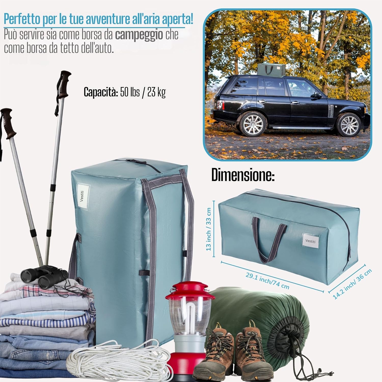 Veno Set 6 Borse da Trasloco Extra Large, Azzurro - immagine 5