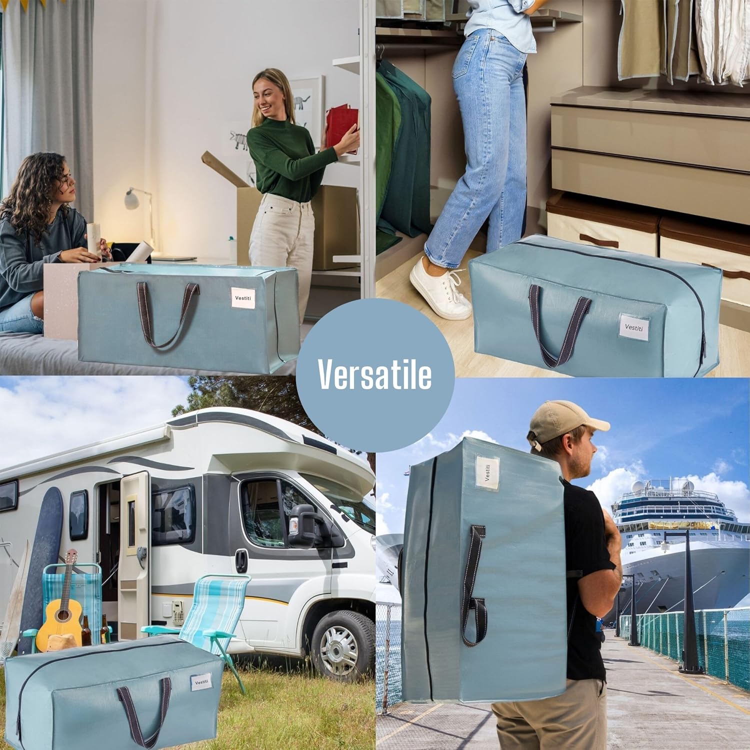 Veno Set 6 Borse da Trasloco Extra Large, Azzurro - immagine 6