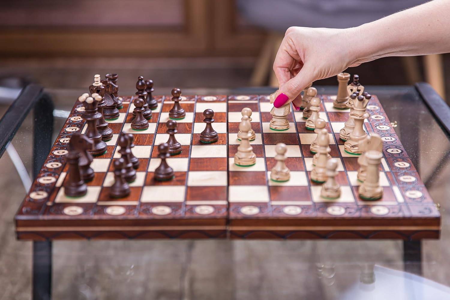 SQUARE - Scacchi in Legno CONSOLE 48x48 cm - immagine 3