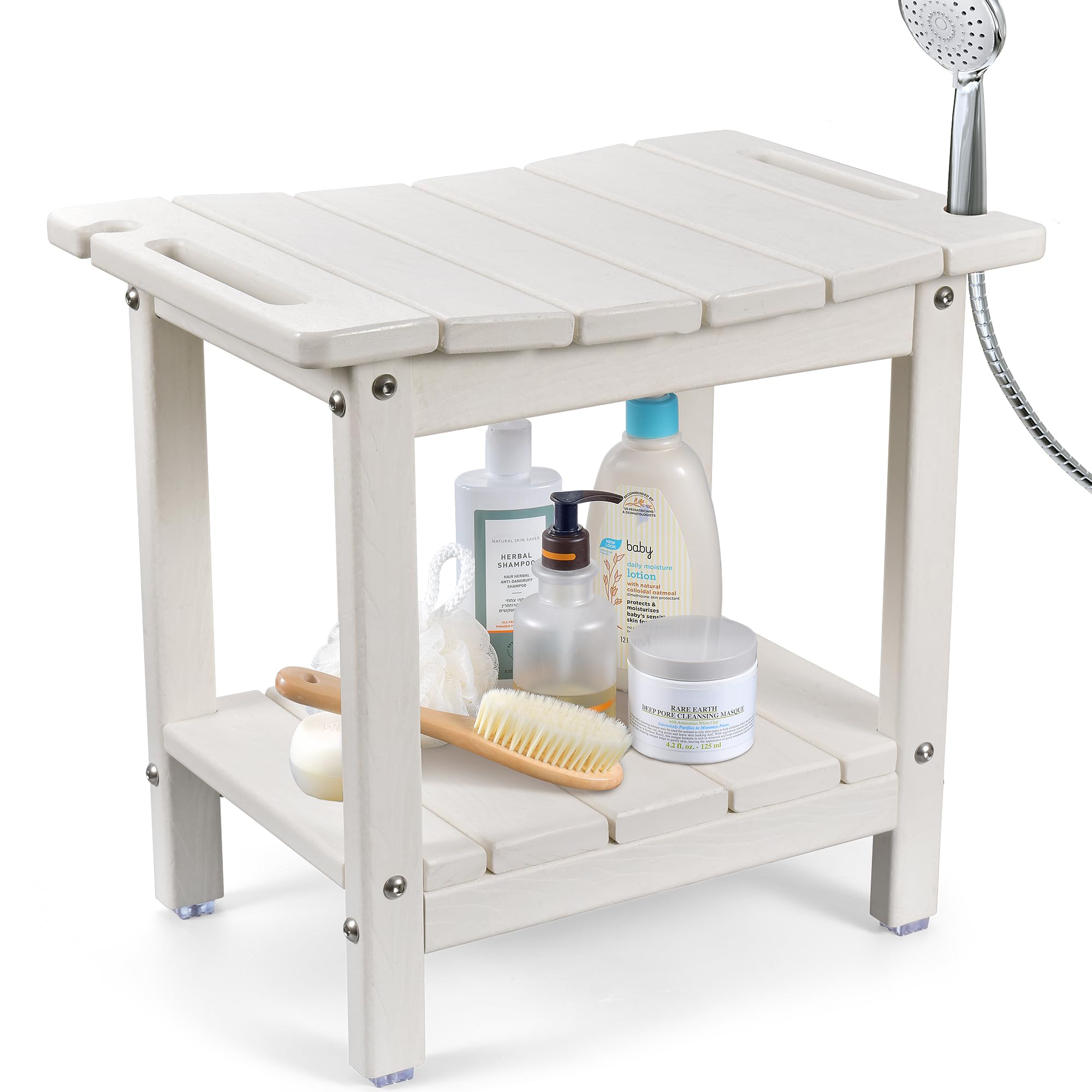 Lyrifine Panca da Doccia Impermeabile in HDPE, Bianco