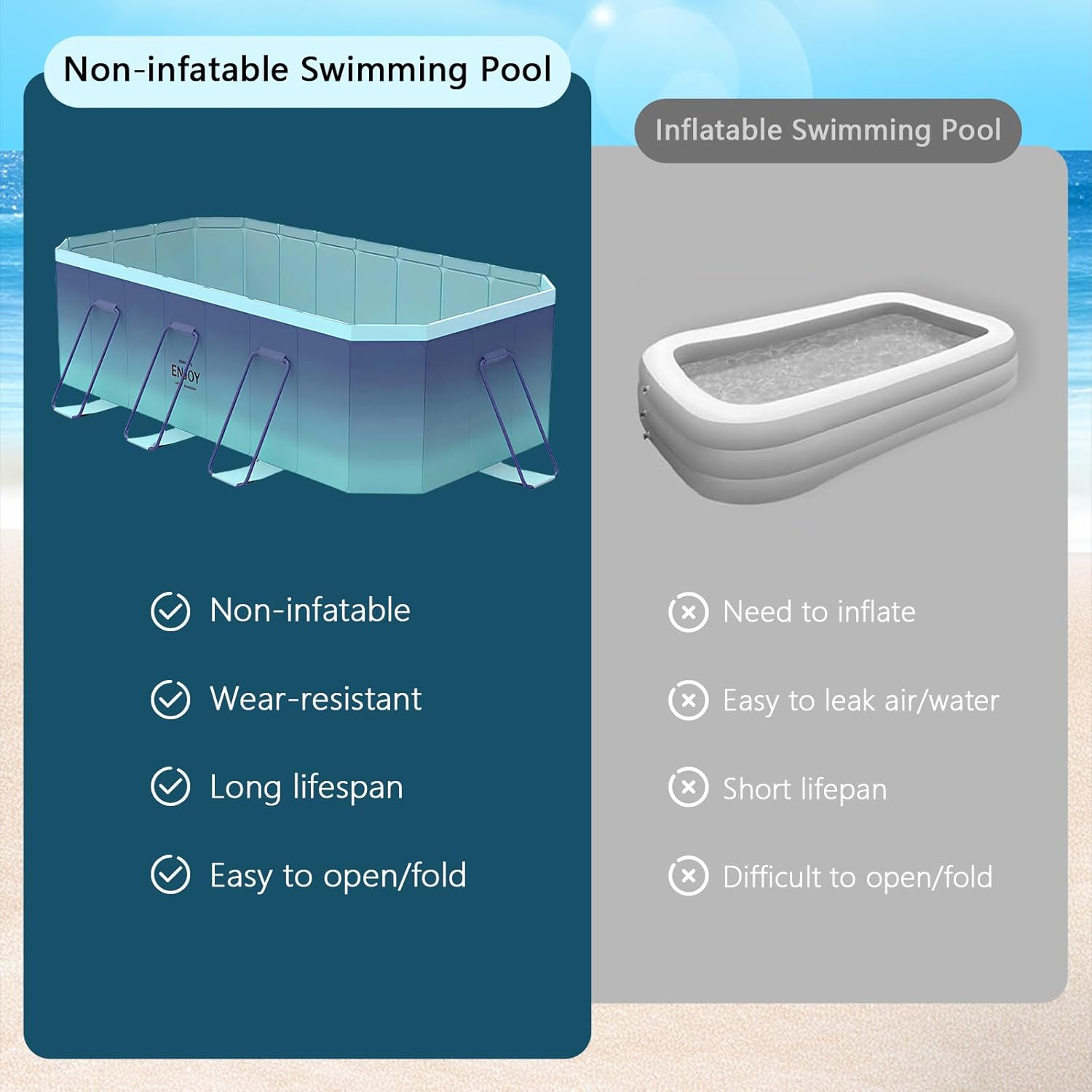 Piscina Pieghevole Rigida Fuori Terra 2.6m - immagine 5